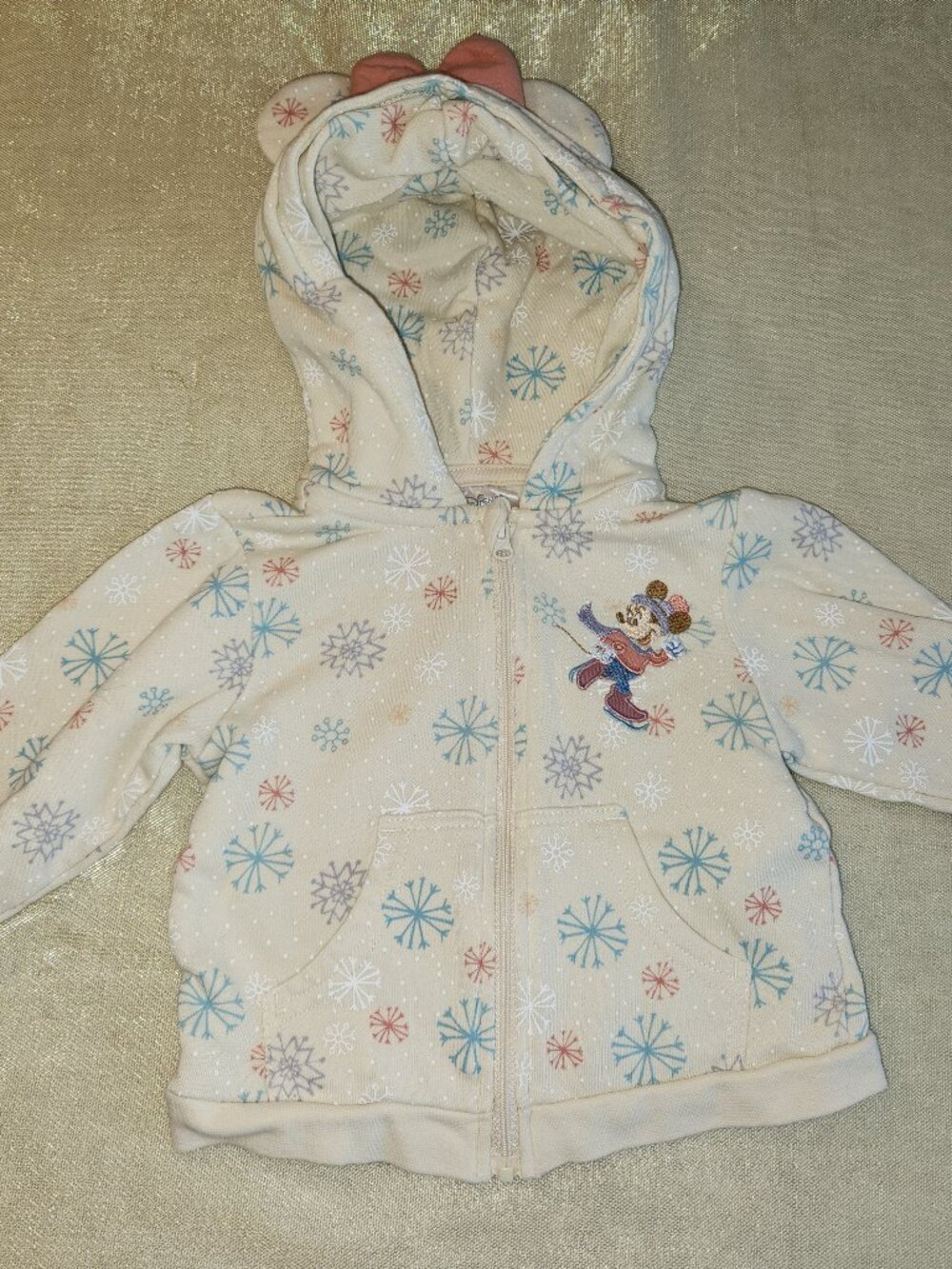 Disney Baby Minnie Mouse Fleece Hoodie Snowflake Zip Jacket 12-18 Months